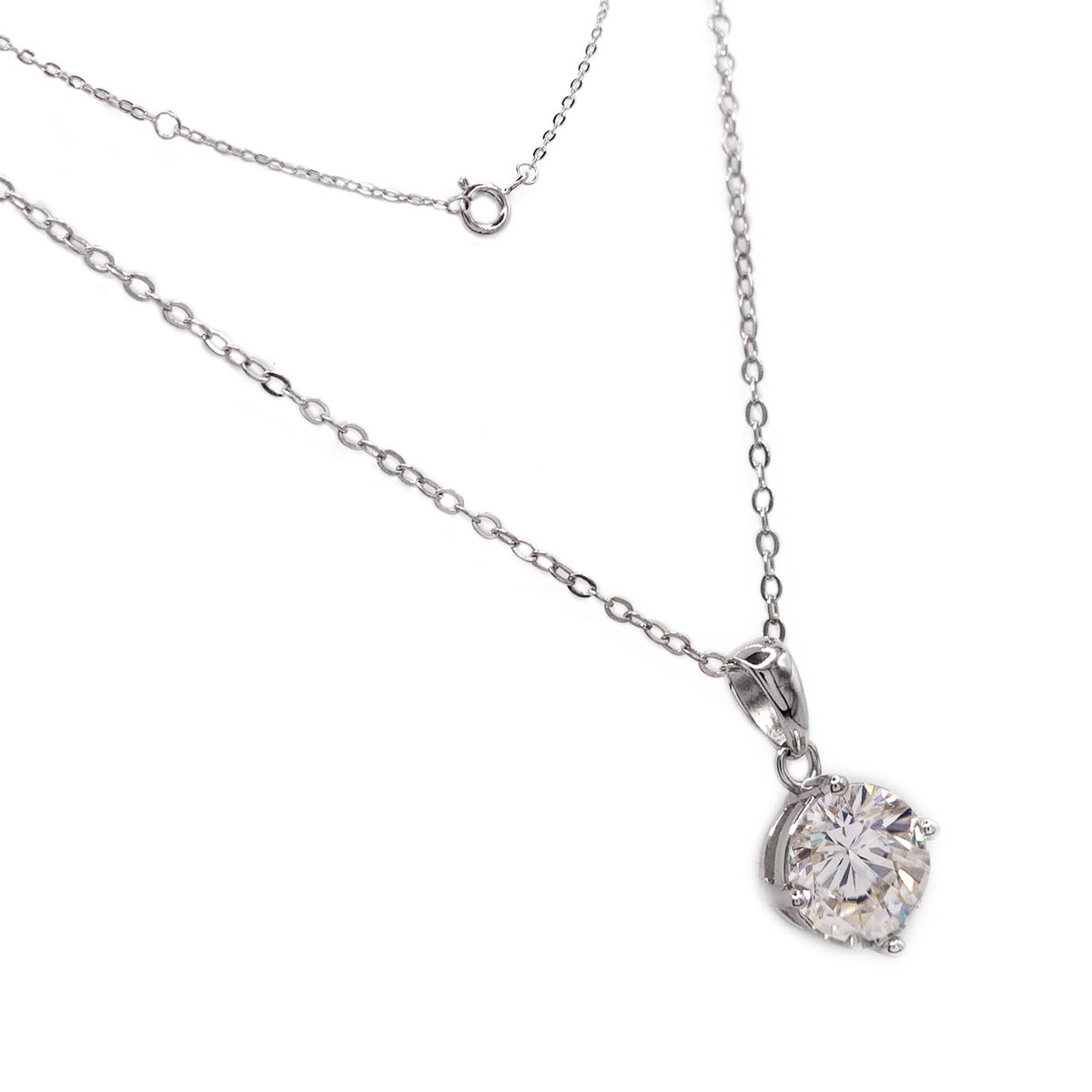 332LV Round Cut Moissanite Necklace