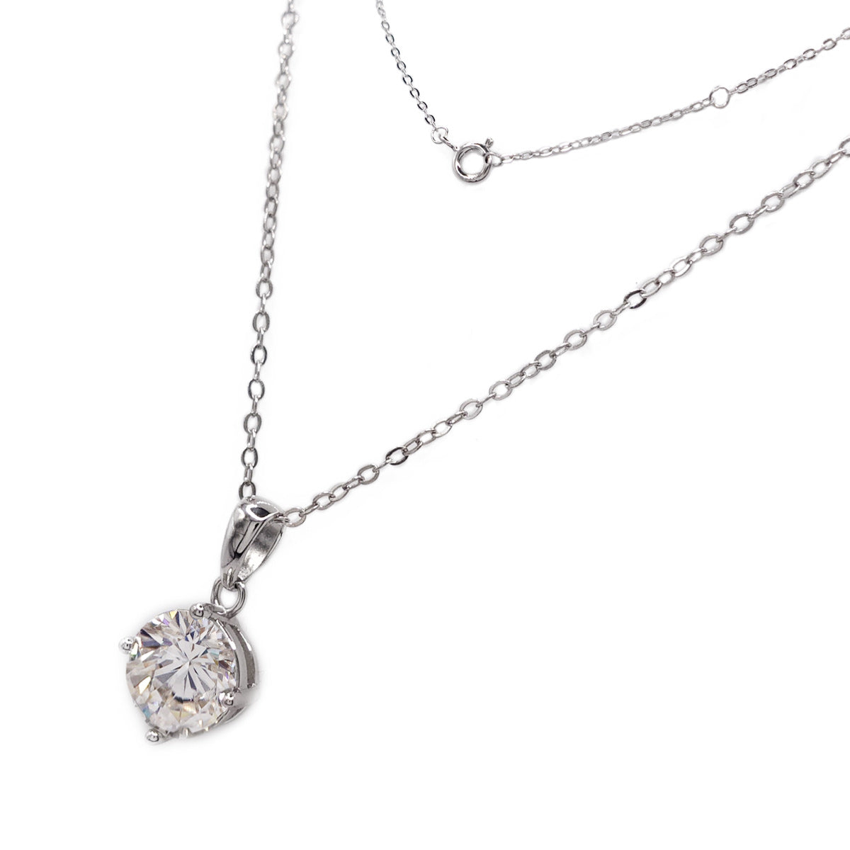 332LV Round Cut Moissanite Necklace
