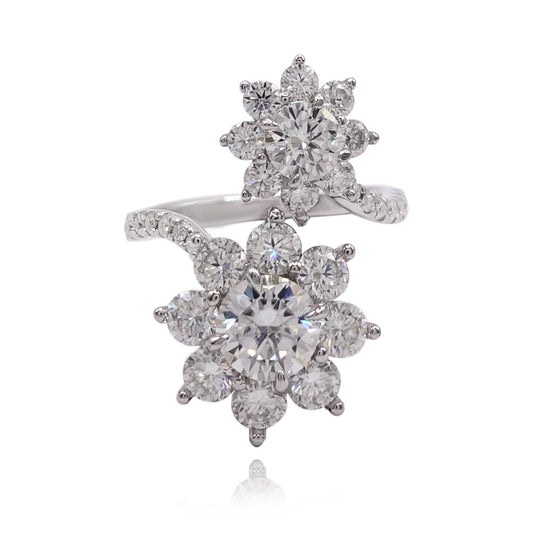 337LV Round Cut SunFlower Engagement Ring
