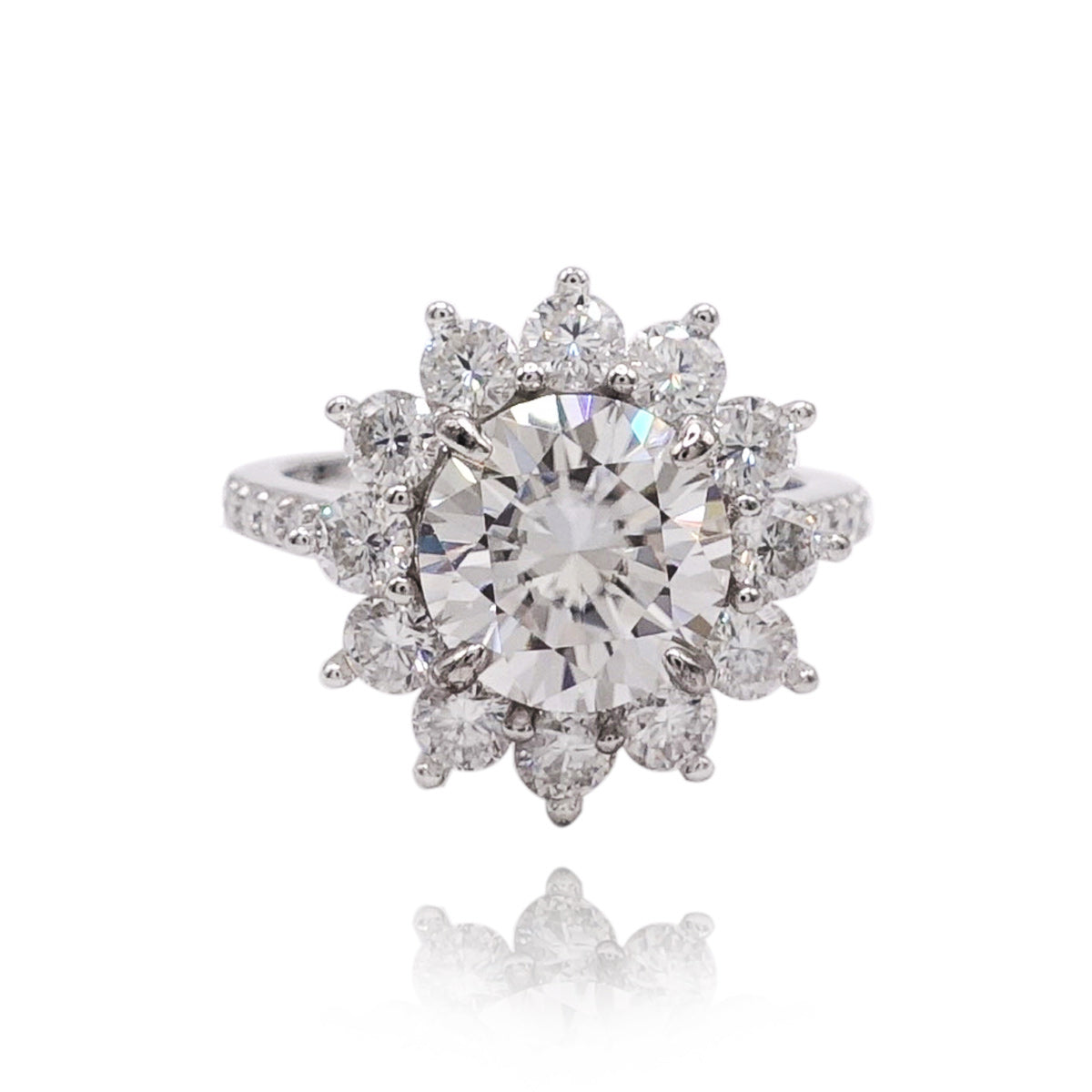 339LV Solitare Round Cut Paved Engagement Ring