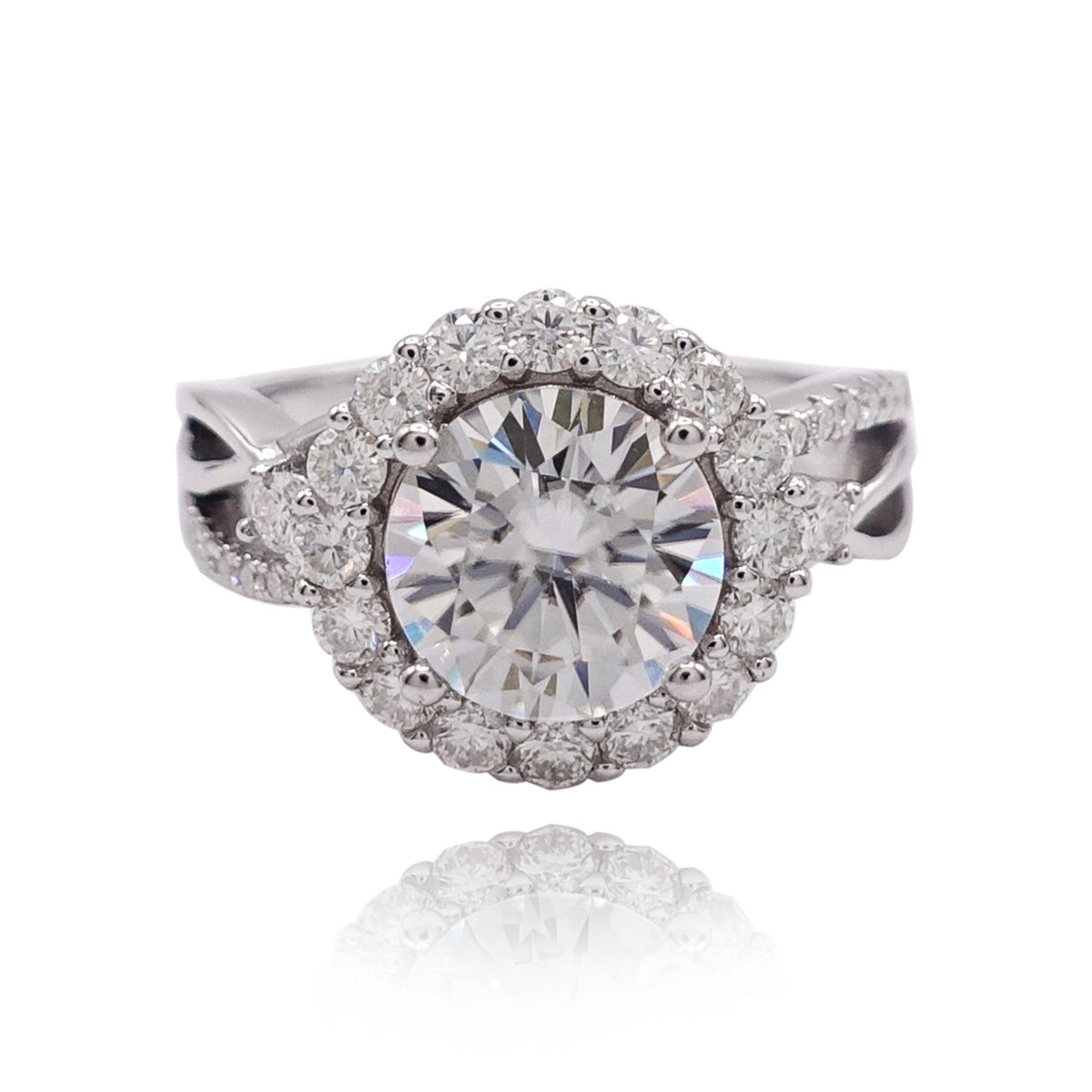 340LV Halo Twisted Paved Engagement Ring