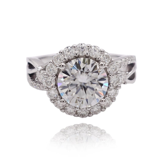340LV Halo Twisted Paved Engagement Ring