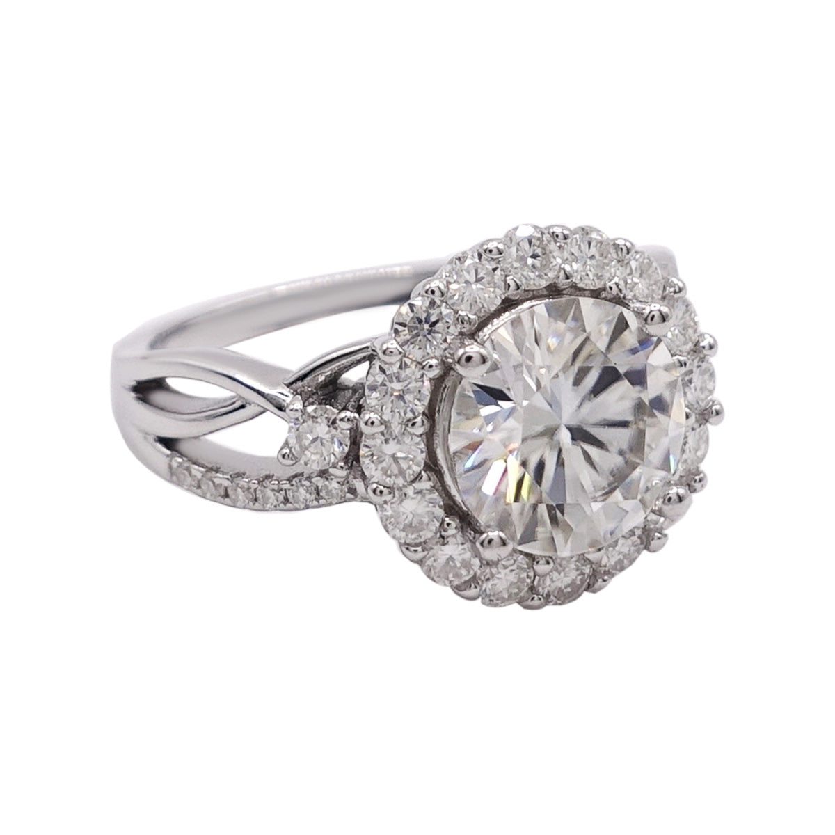 340LV Halo Twisted Paved Engagement Ring