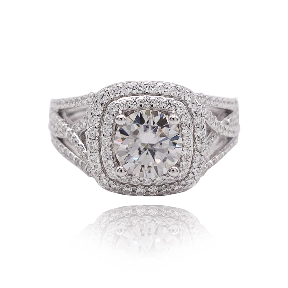 341LV Double Halo Paved Engagement Ring