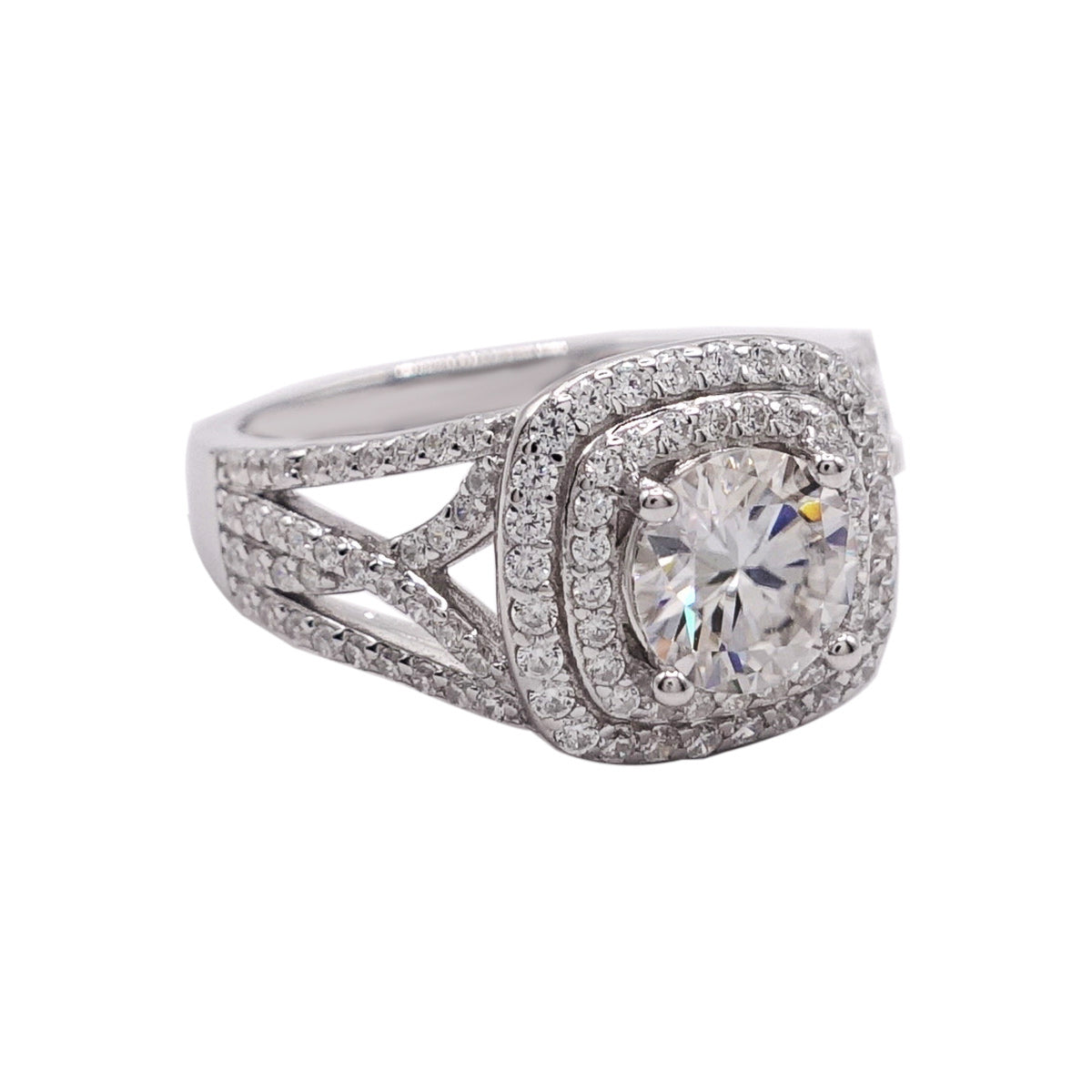 341LV Double Halo Paved Engagement Ring