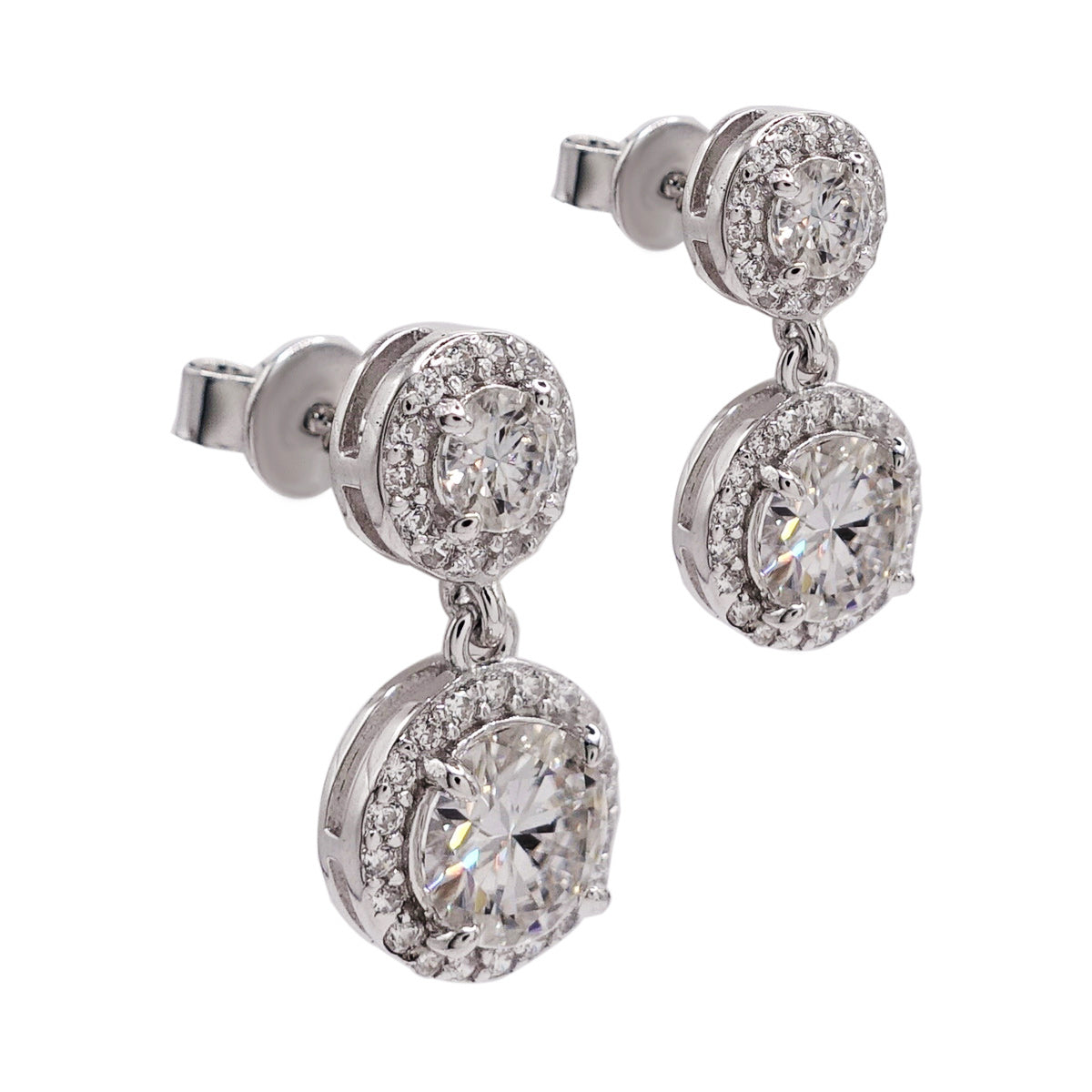 343LV Moissanite Round Cut Stud Earrings