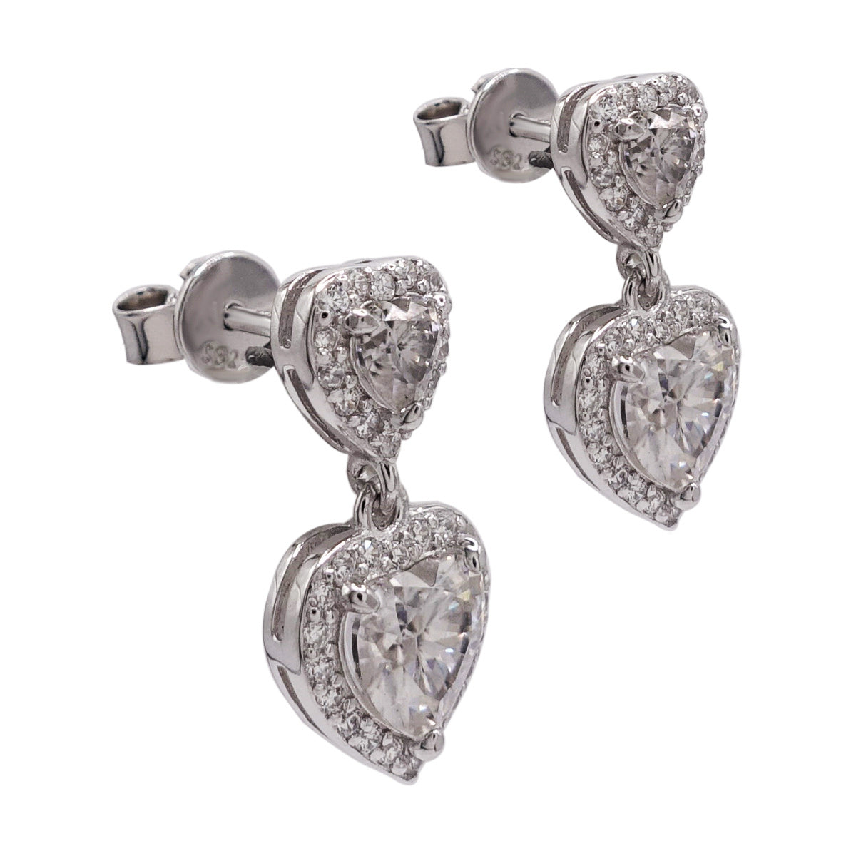 344LV Moissanite Heart Cut Stud Earrings