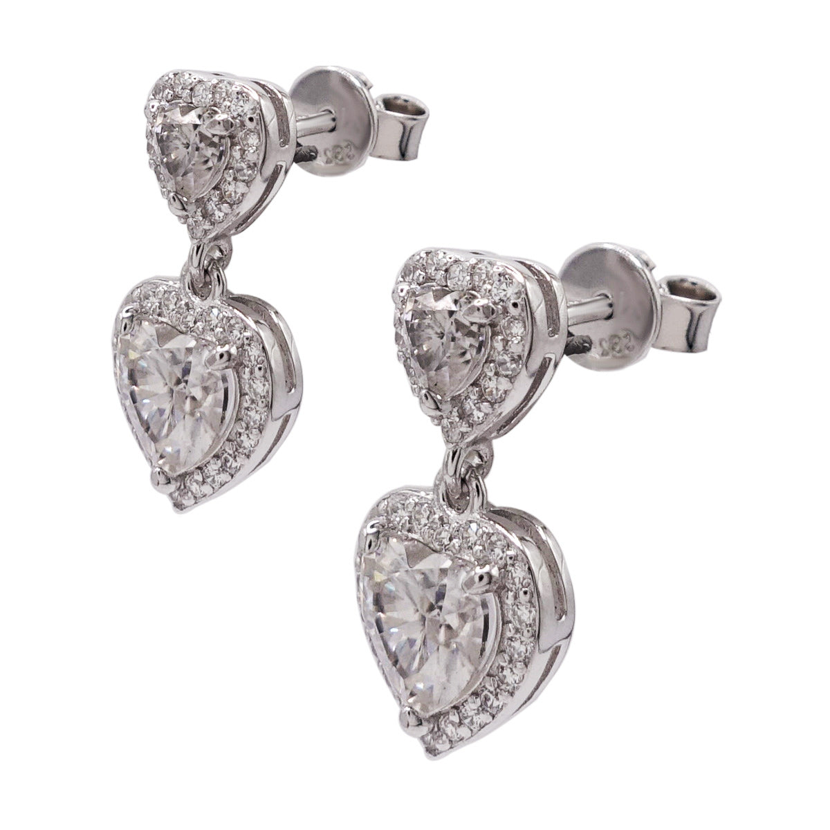 344LV Moissanite Heart Cut Stud Earrings