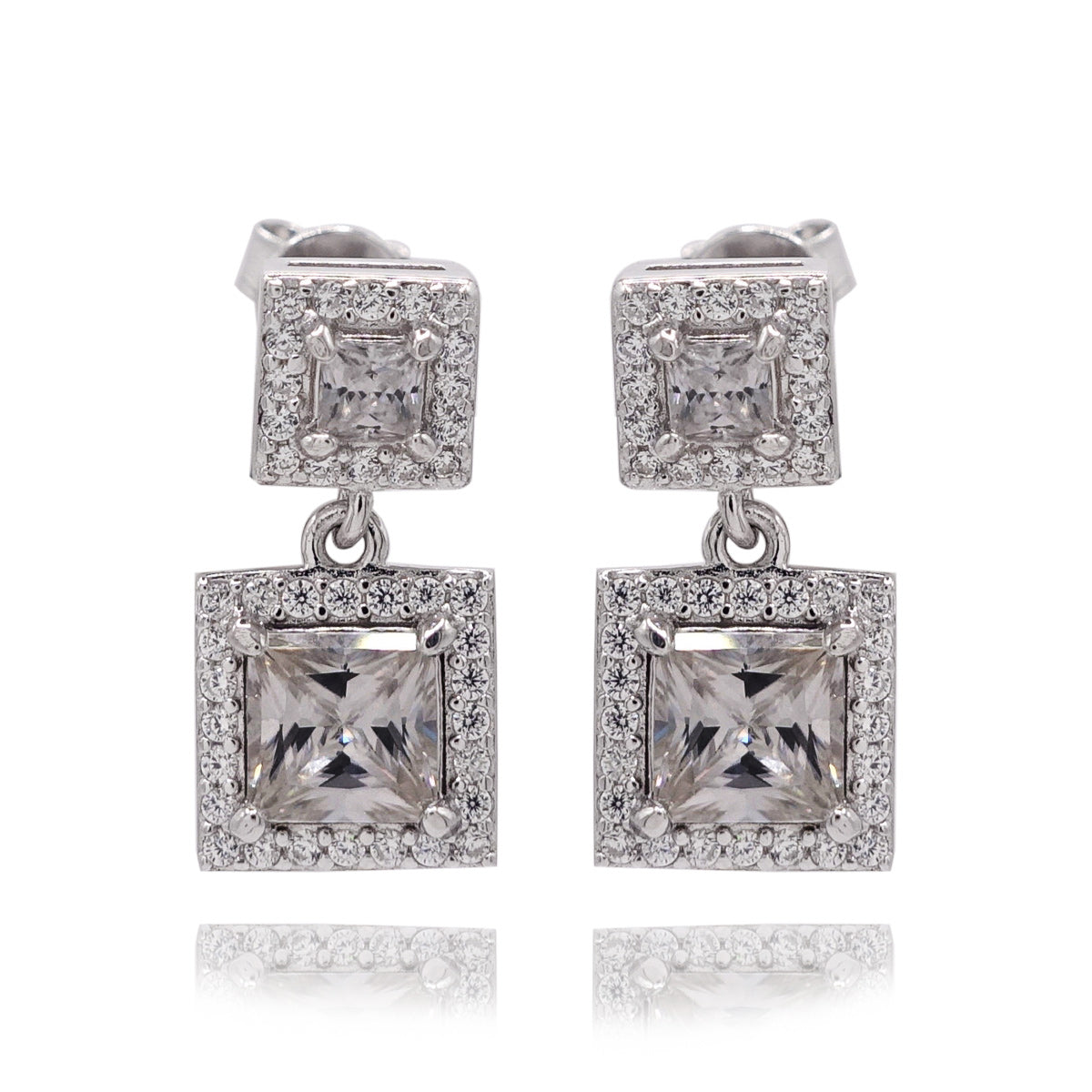 345LV Moissanite Princess Square Stud Earrings
