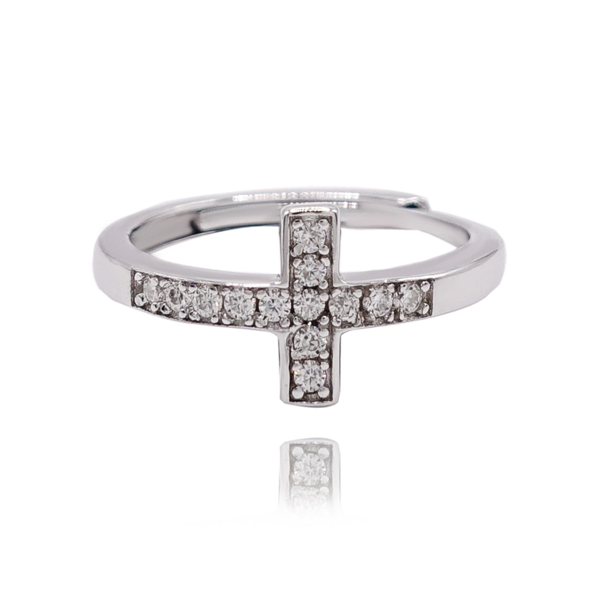 347LV Sterling Sparkly Cross Engagement Ring