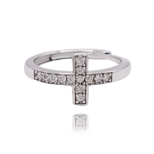 347LV Sterling Sparkly Cross Engagement Ring
