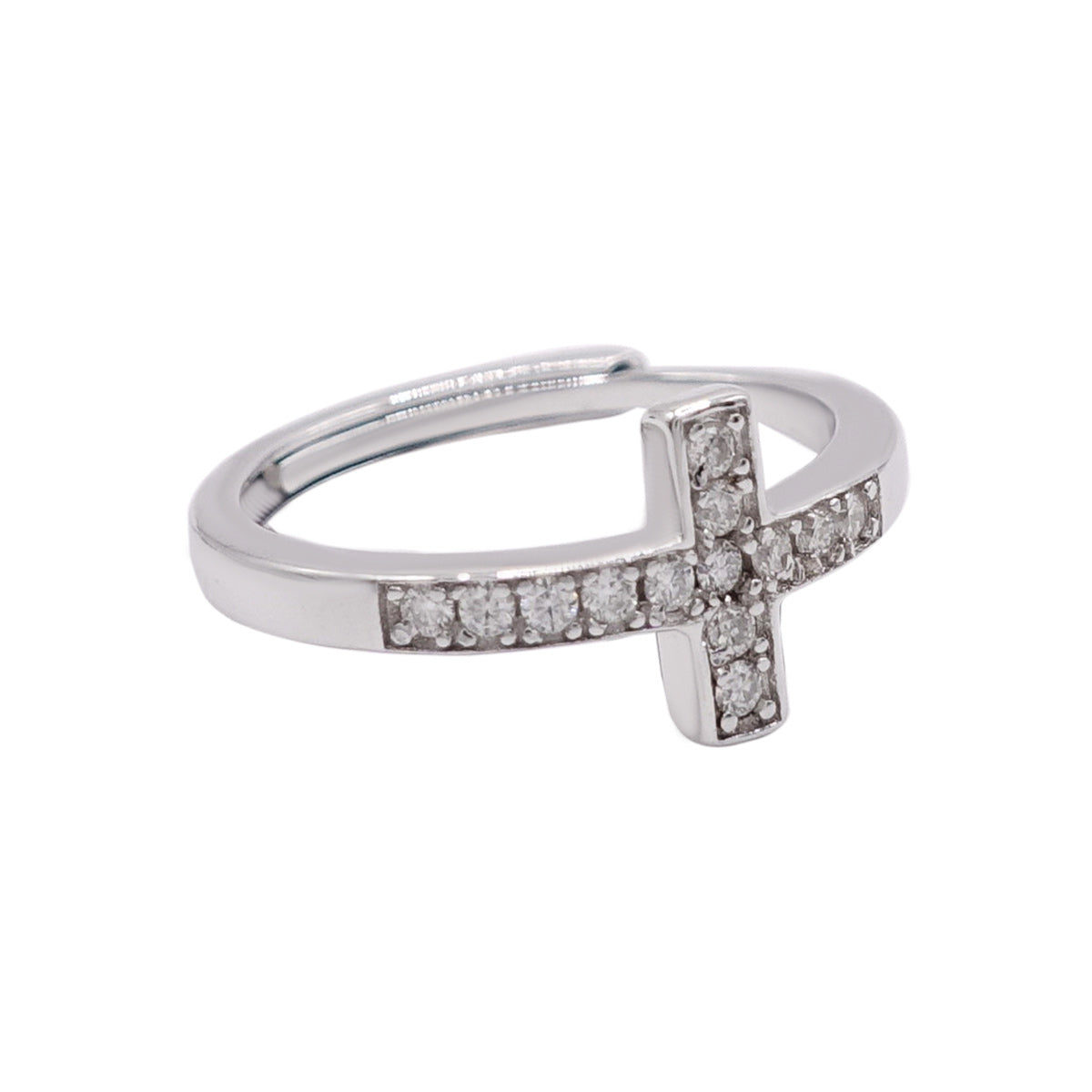 347LV Sterling Sparkly Cross Engagement Ring