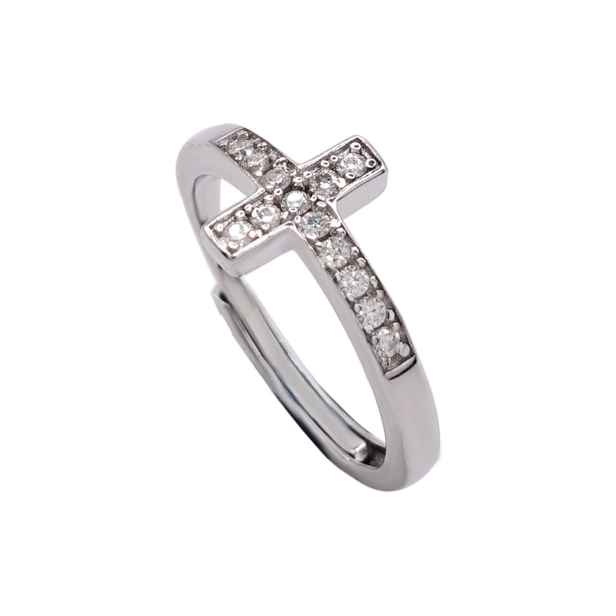 347LV Sterling Sparkly Cross Engagement Ring