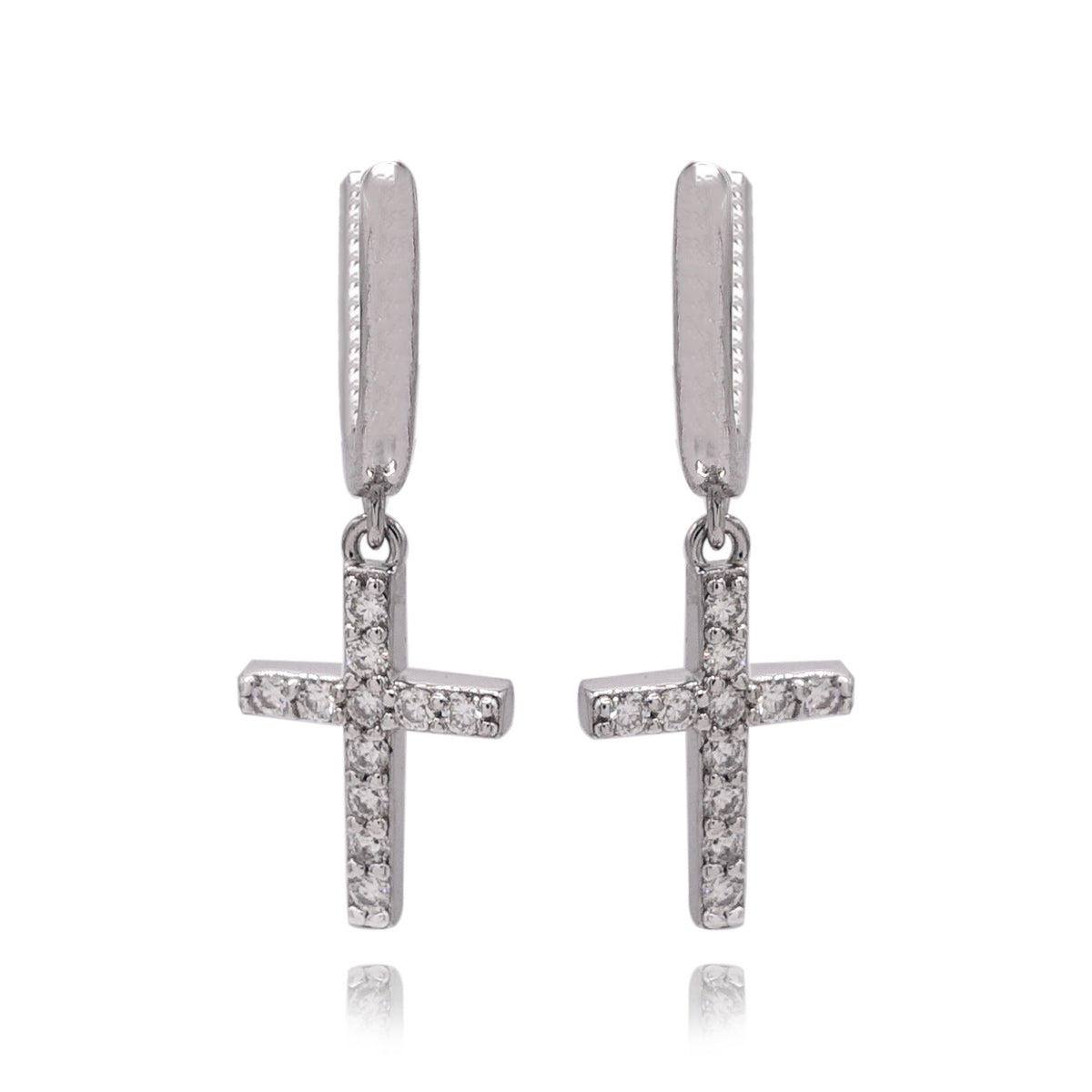 348LV Moissanite Sparkling Cross Stud Earrings