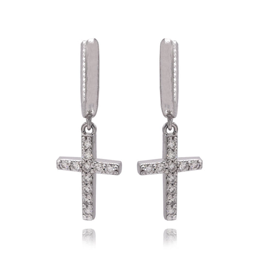 348LV Moissanite Sparkling Cross Stud Earrings