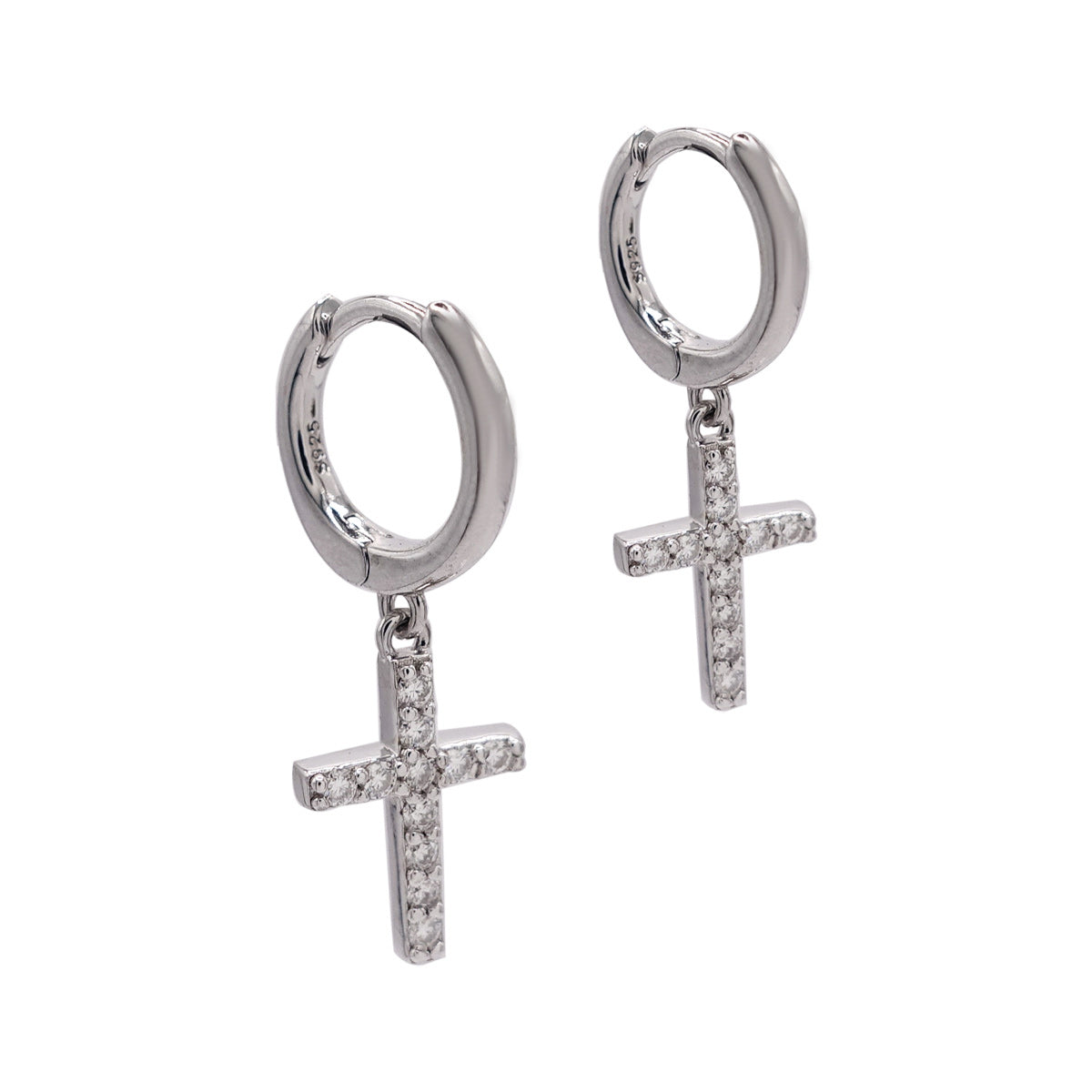 348LV Moissanite Sparkling Cross Stud Earrings