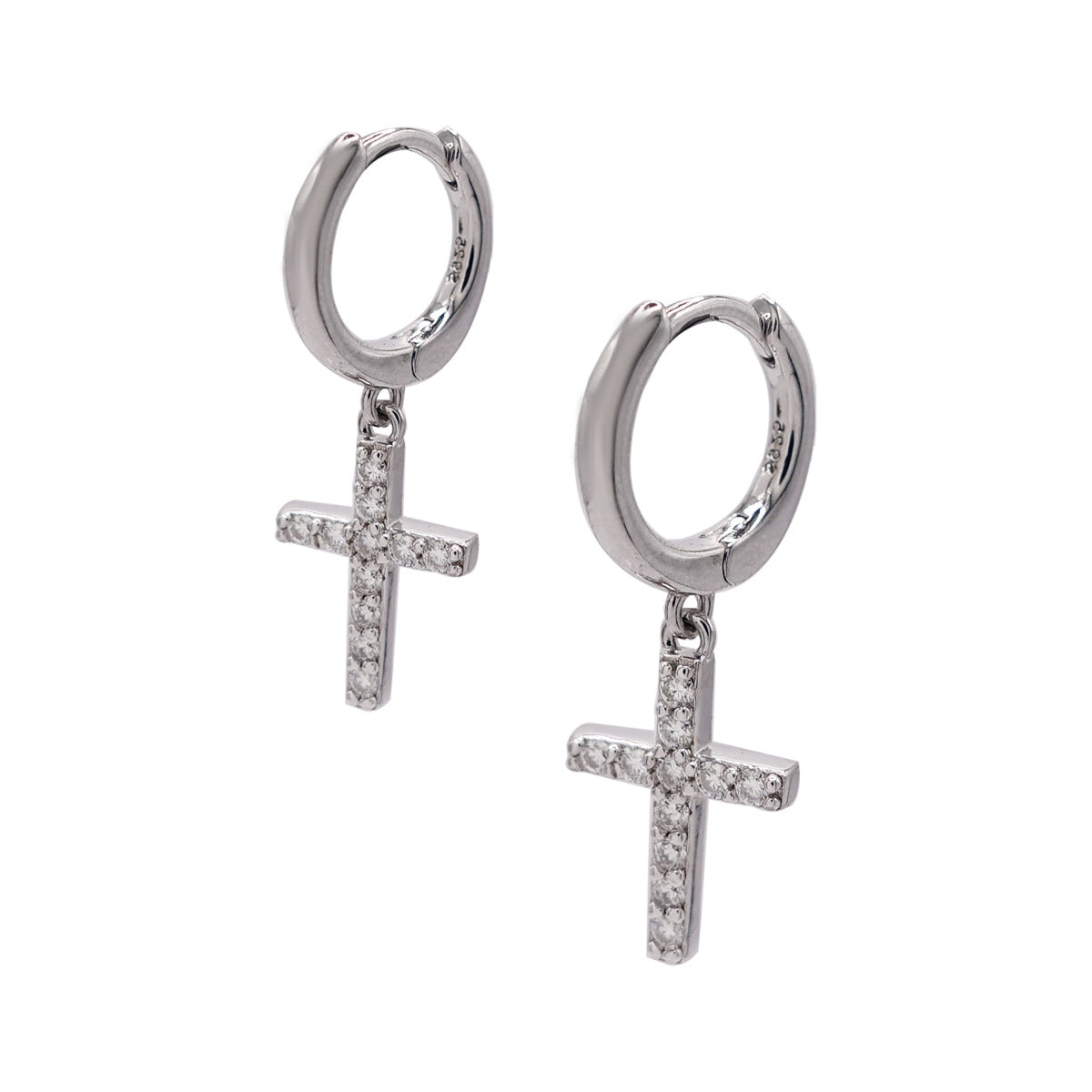 348LV Moissanite Sparkling Cross Stud Earrings