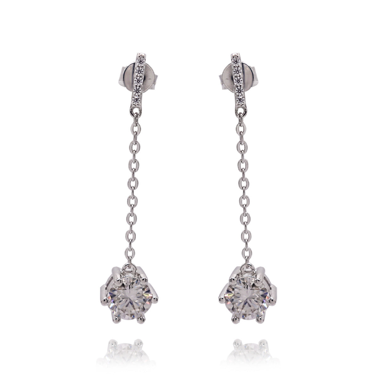 349LV Moissanite Round Cut Sterling Stud Earrings