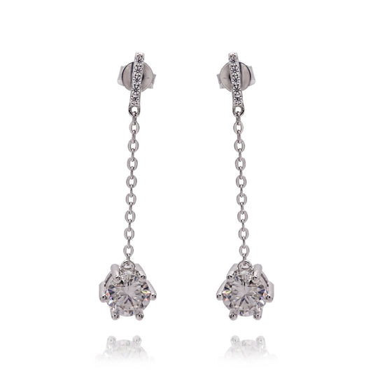 349LV Moissanite Round Cut Sterling Stud Earrings