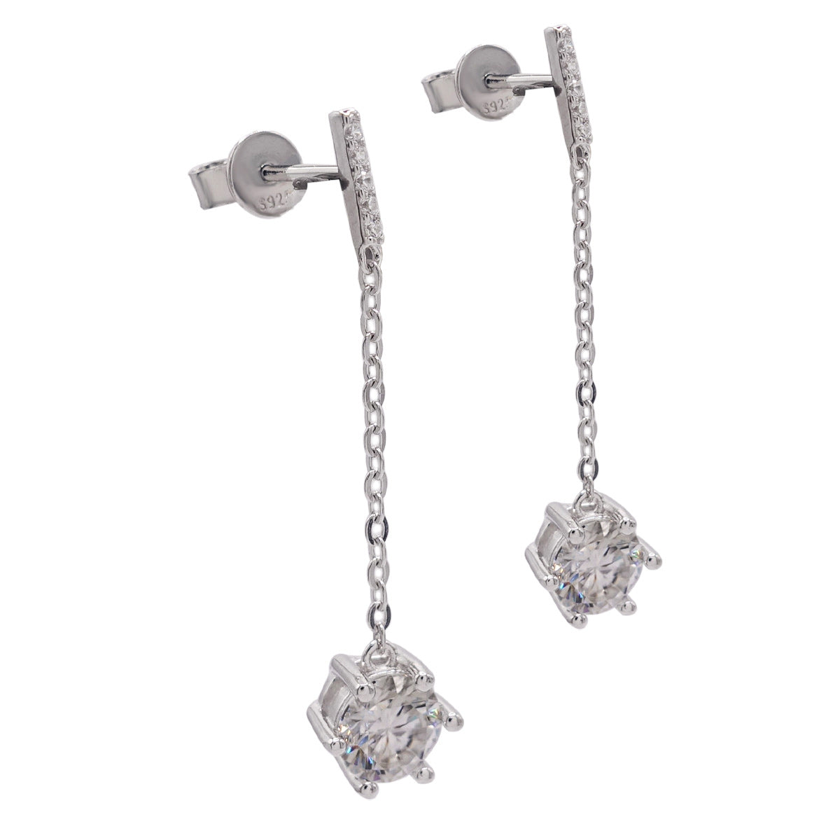 349LV Moissanite Round Cut Sterling Stud Earrings