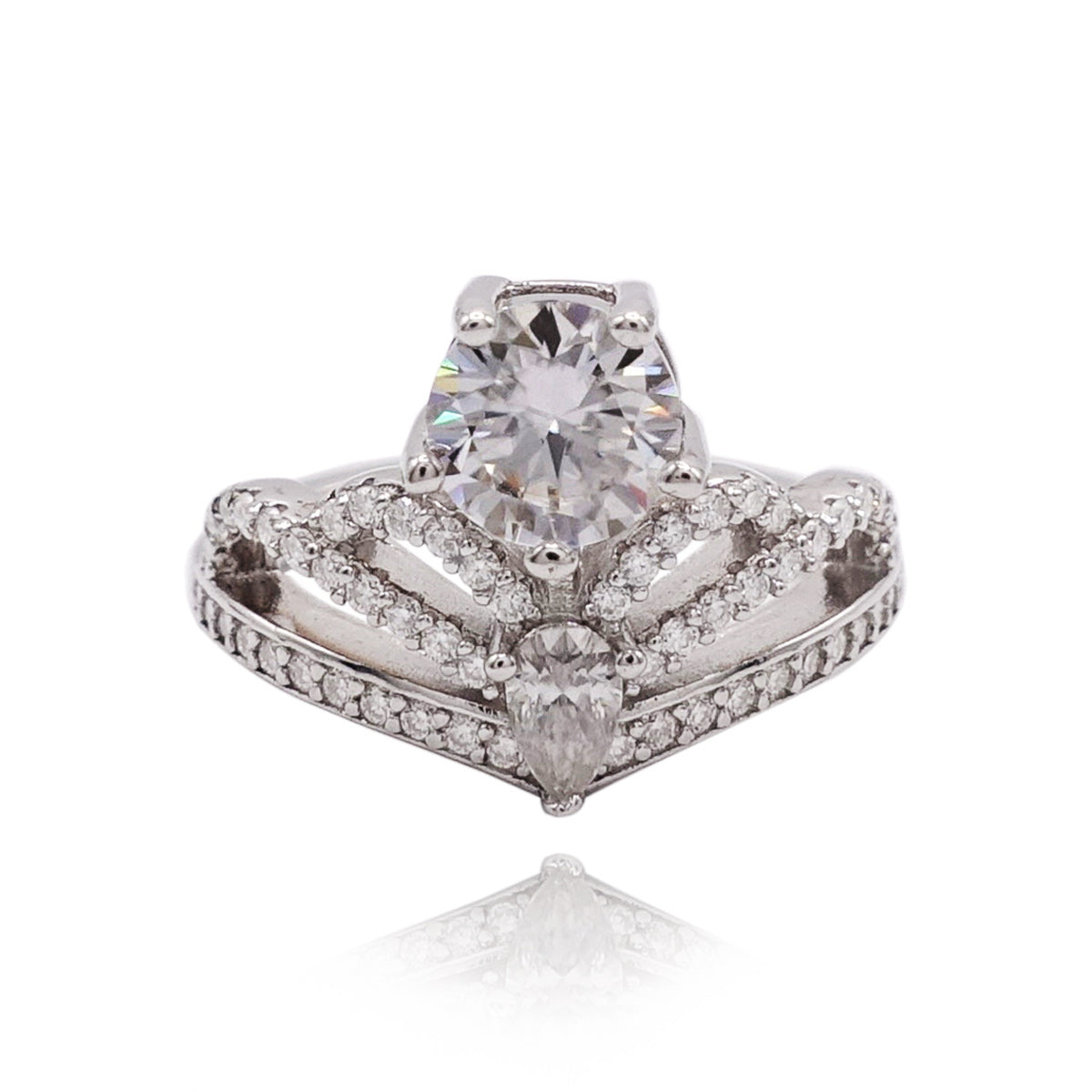 351LV Princess-Cut Moissanite Engagement Ring