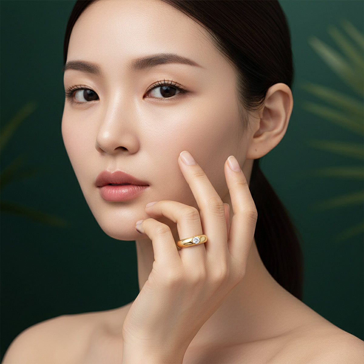 353LV Pebble Solitaire Gold Ring