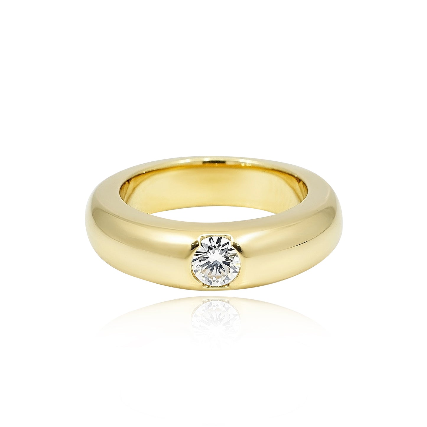 353LV Pebble Solitaire Gold Ring