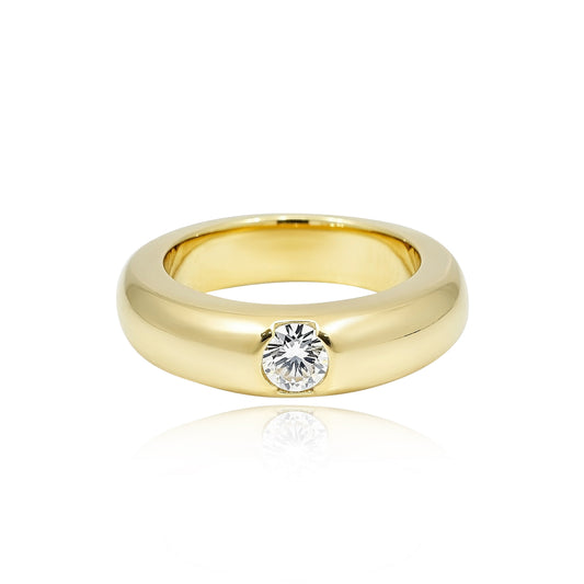 353LV Pebble Solitaire Gold Ring