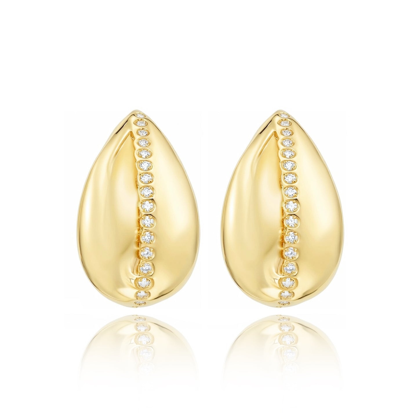 356LV Teardrop Moissanite Gold Stud Earrings