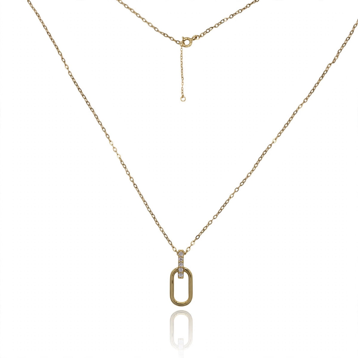 Paperclip Link Drop Pendant Necklace 368LV