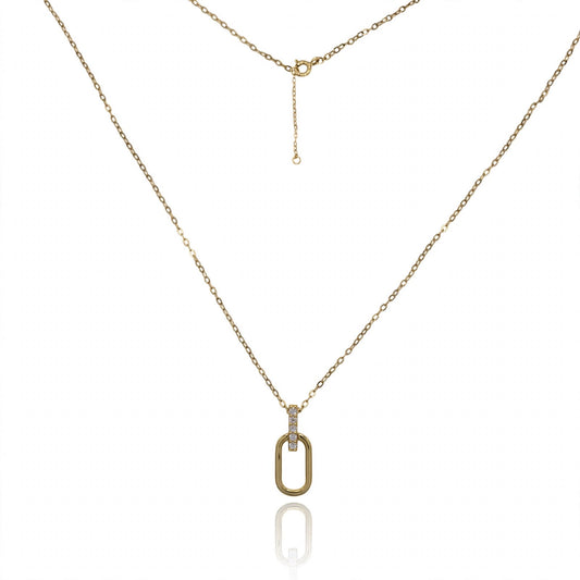 Paperclip Link Drop Pendant Necklace 368LV