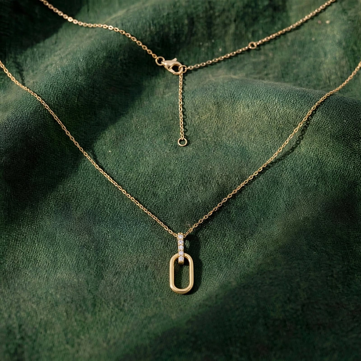 Paperclip Link Drop Pendant Necklace 368LV