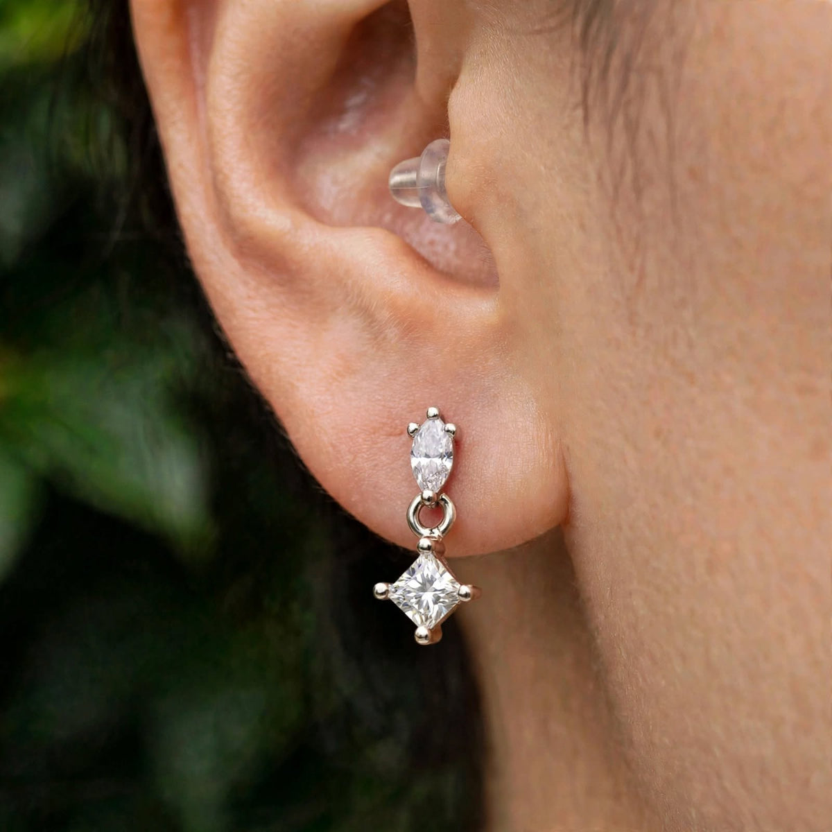Princess Cut Kite Moissanite Drop Earrings 370LV