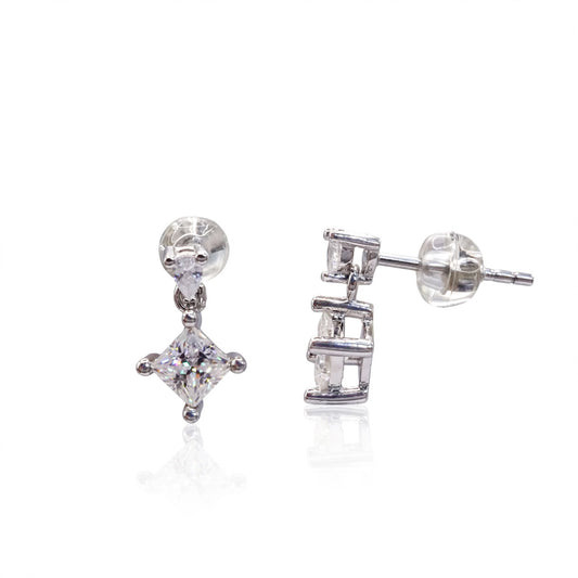 Princess Cut Kite Moissanite Drop Earrings 370LV