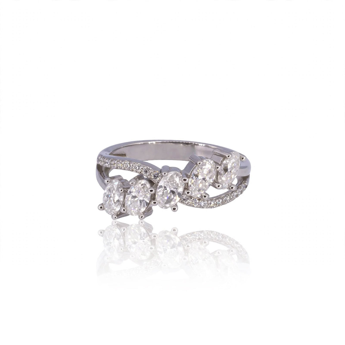 Oval Cluster Bypass Moissanite Ring 373LV
