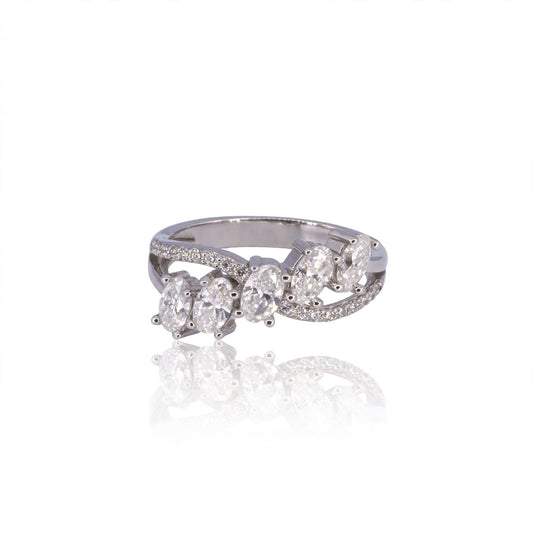 Oval Cluster Bypass Moissanite Ring 373LV