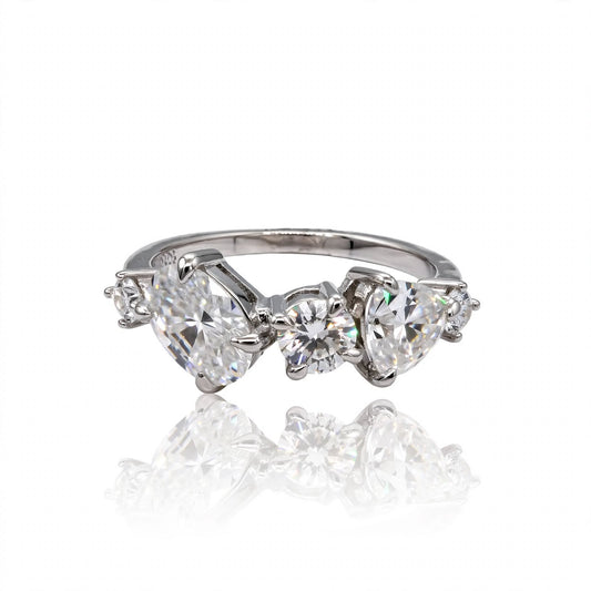 Asymmetric Five-Stone Multi-Cut Moissanite Ring 376LV