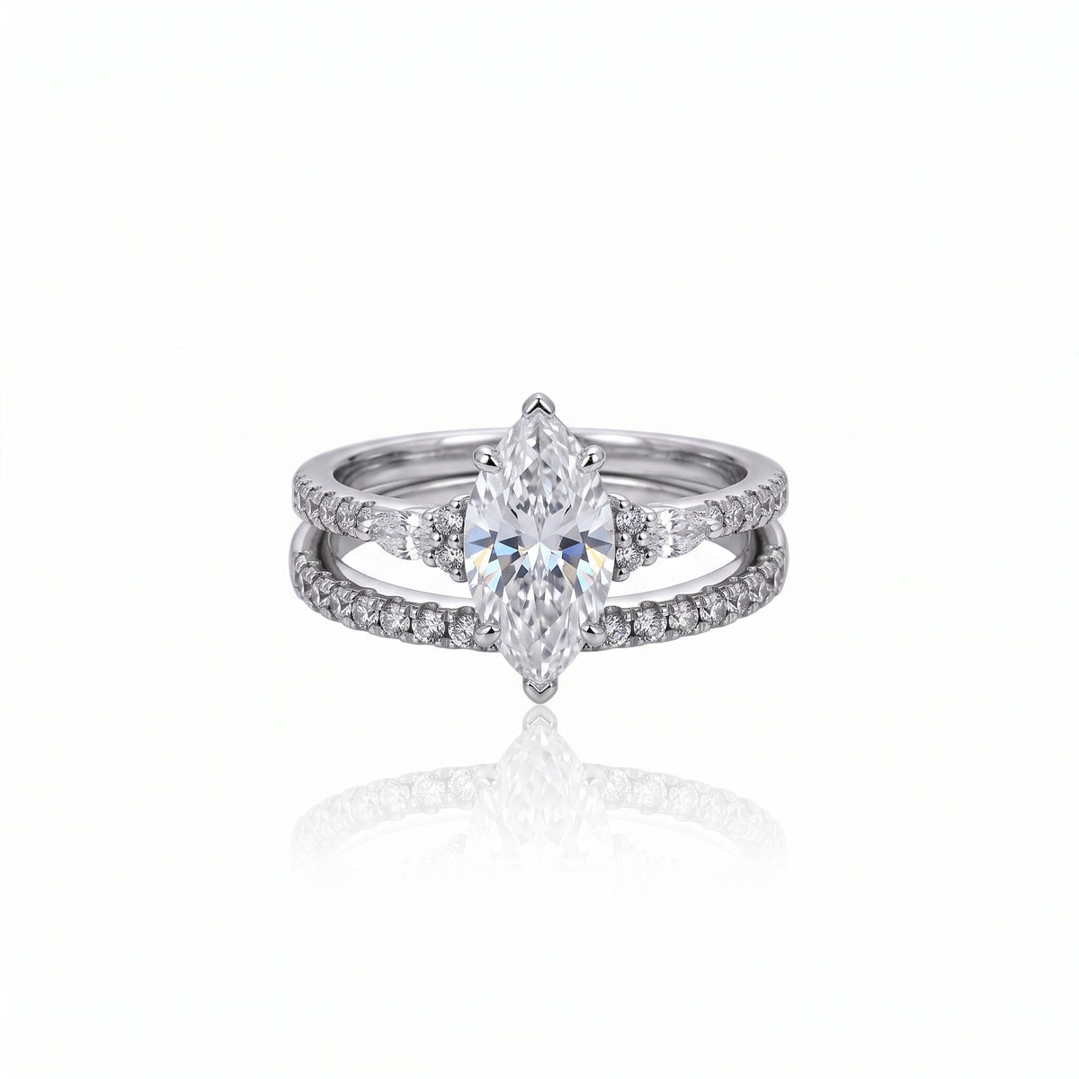 Double Band Marquise Moissanite Ring 378LV