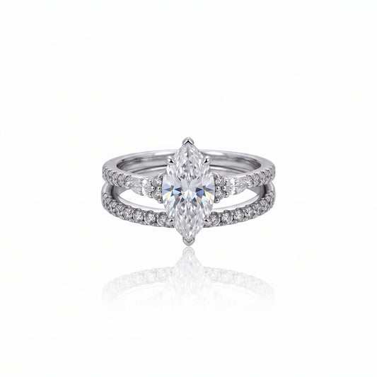 Double Band Marquise Moissanite Ring 378LV
