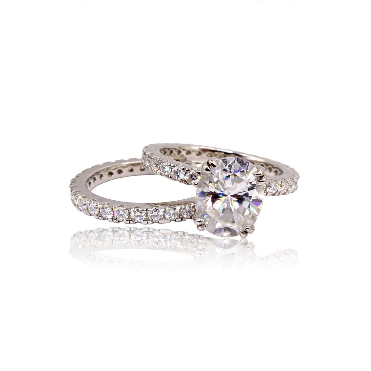 Oval Solitaire Bridal Moissanite Ring Set 379LV5
