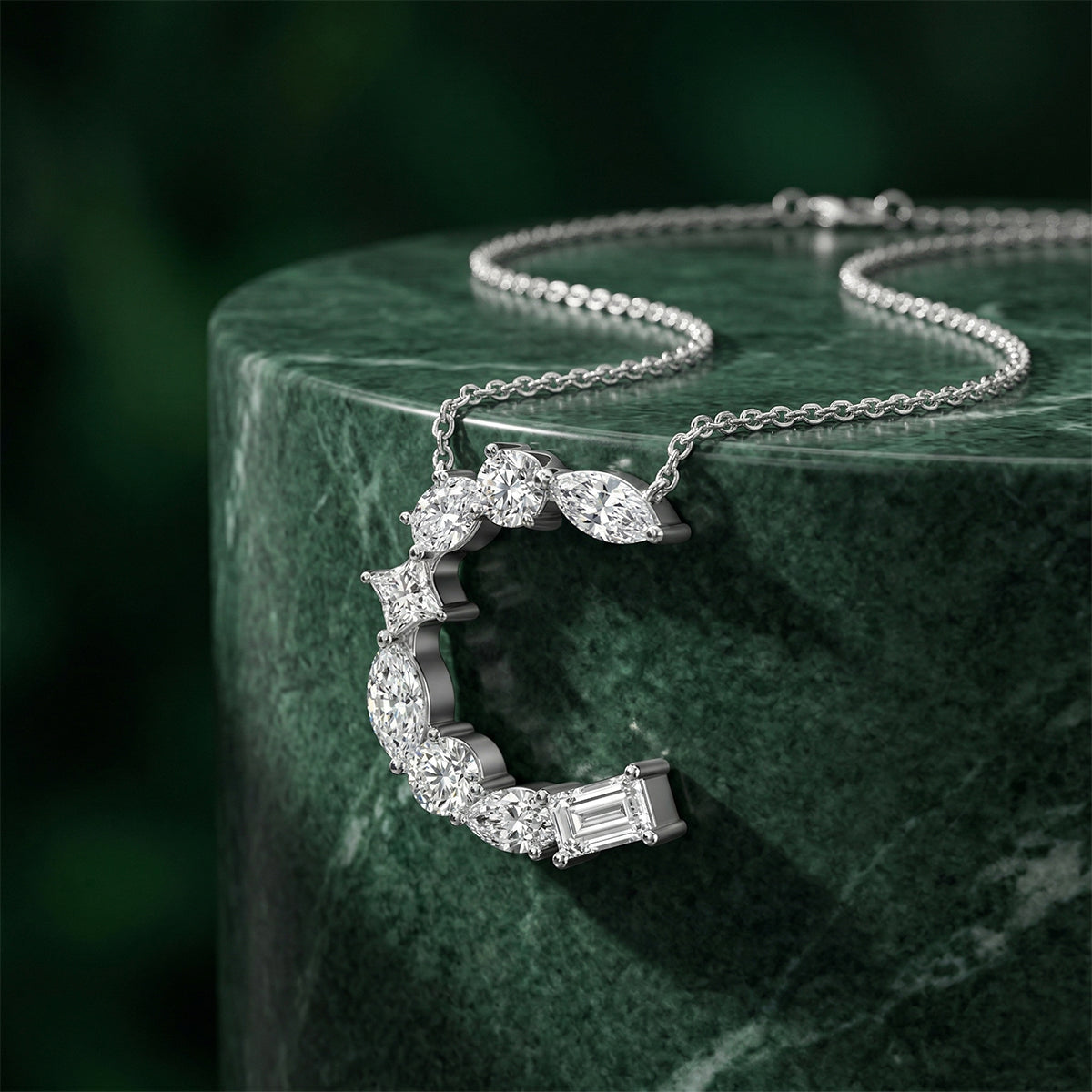 Letter "C" Moissianite Pendant Necklace 381LVC