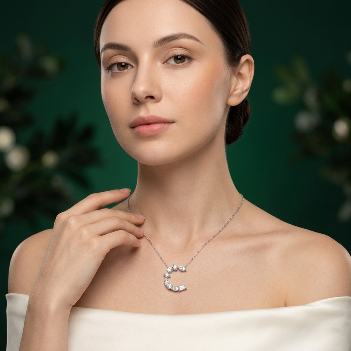 Letter "C" Moissianite Pendant Necklace 381LVC