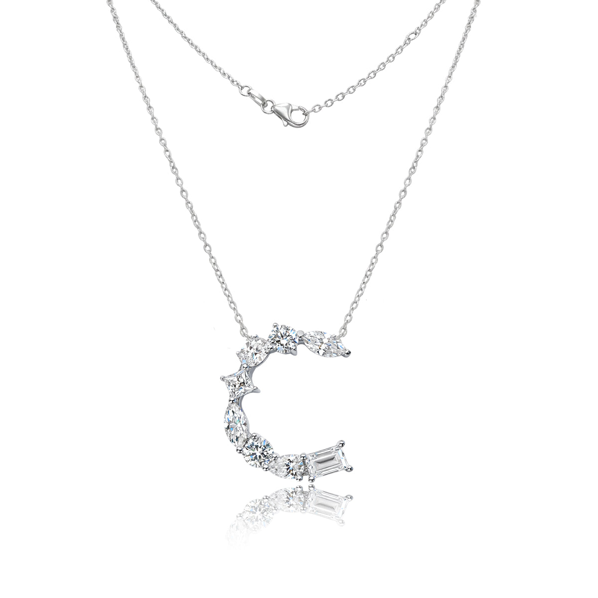 Letter "C" Moissianite Pendant Necklace 381LVC
