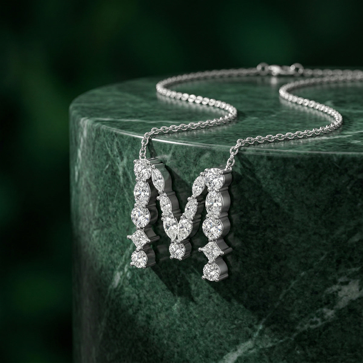 Letter "M" Moissianite Pendant Necklace 382LVM