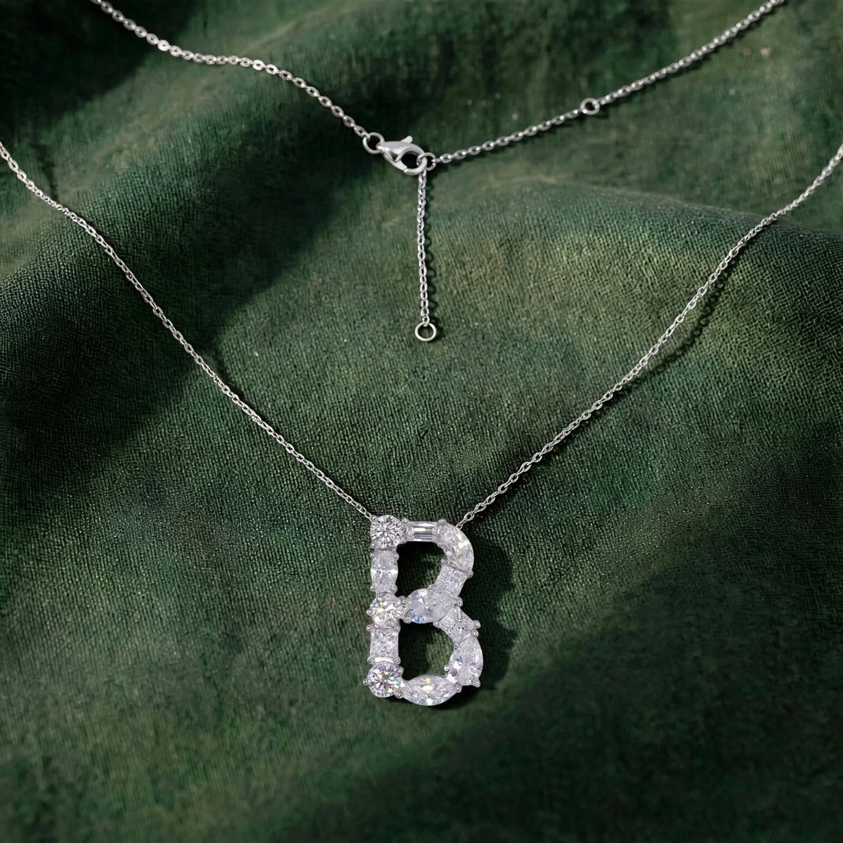 Letter "B" Moissianite Pendant Necklace 385LVB