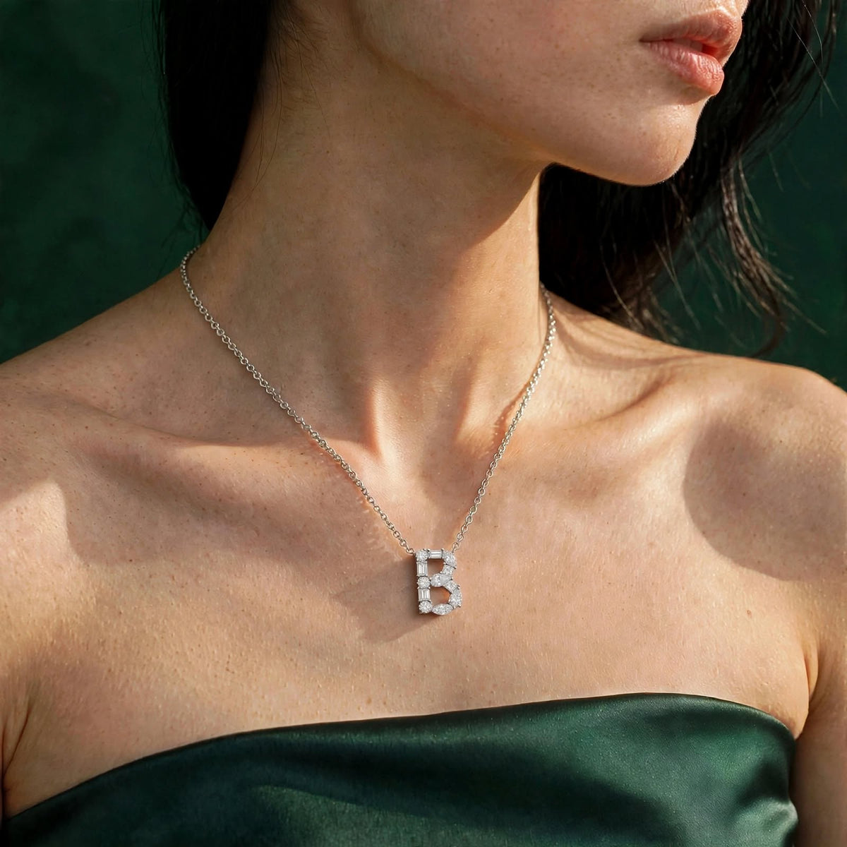 Letter "B" Moissianite Pendant Necklace 385LVB