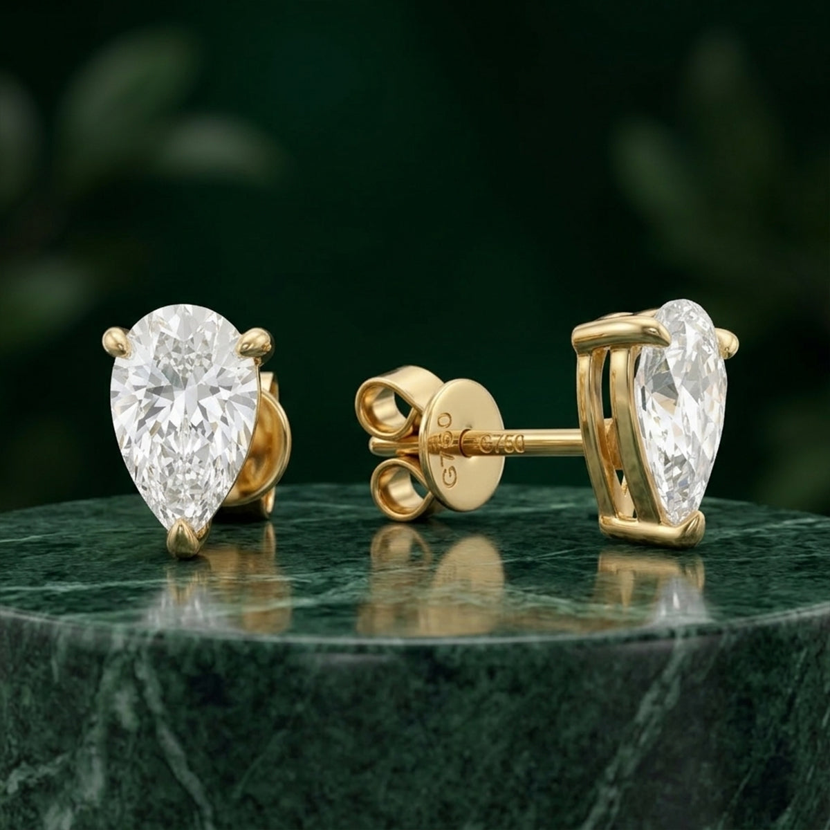 Pear Moissanite Gold Stud Earrings 392LV