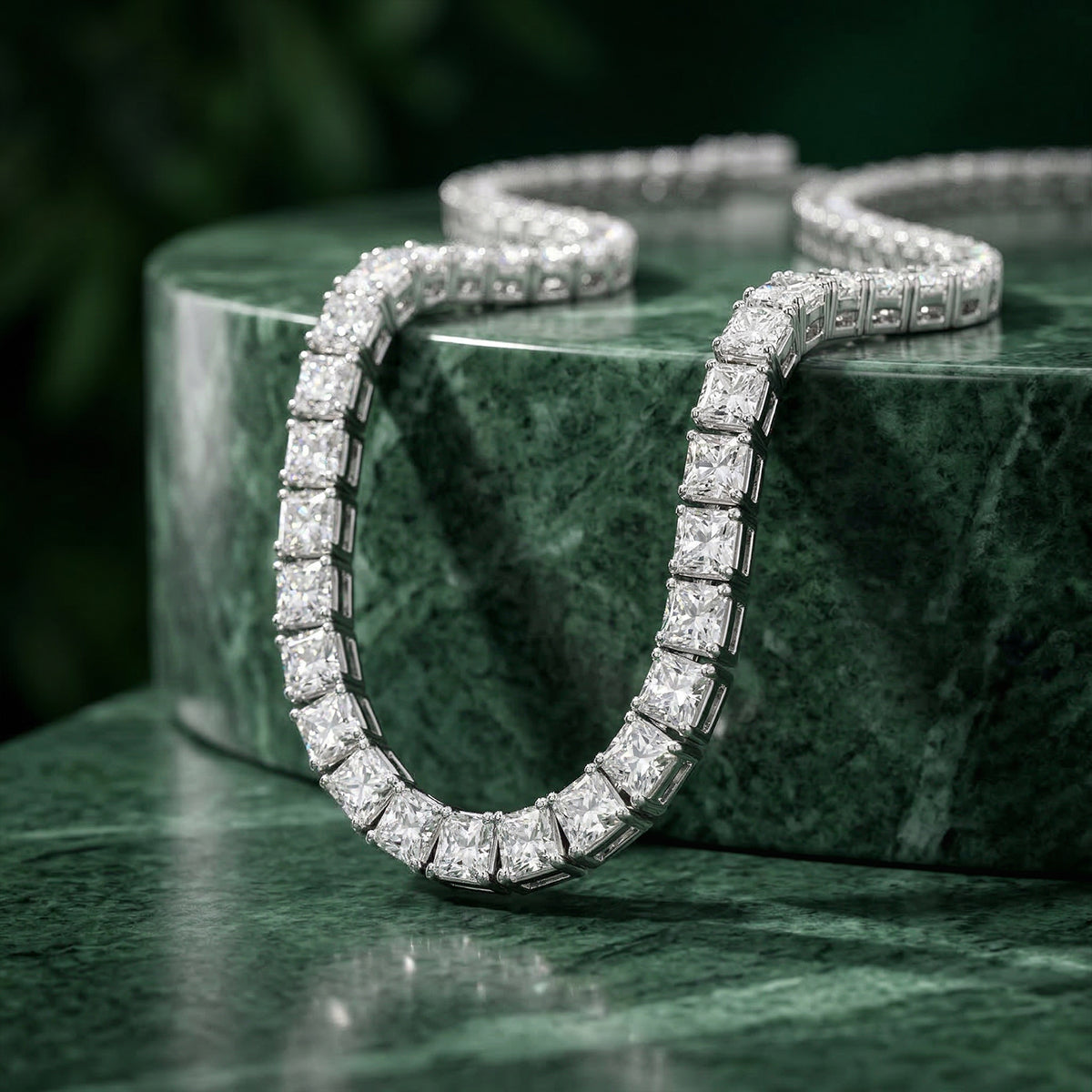 Square-Cut Moissanite Tennis Necklace 402LV18