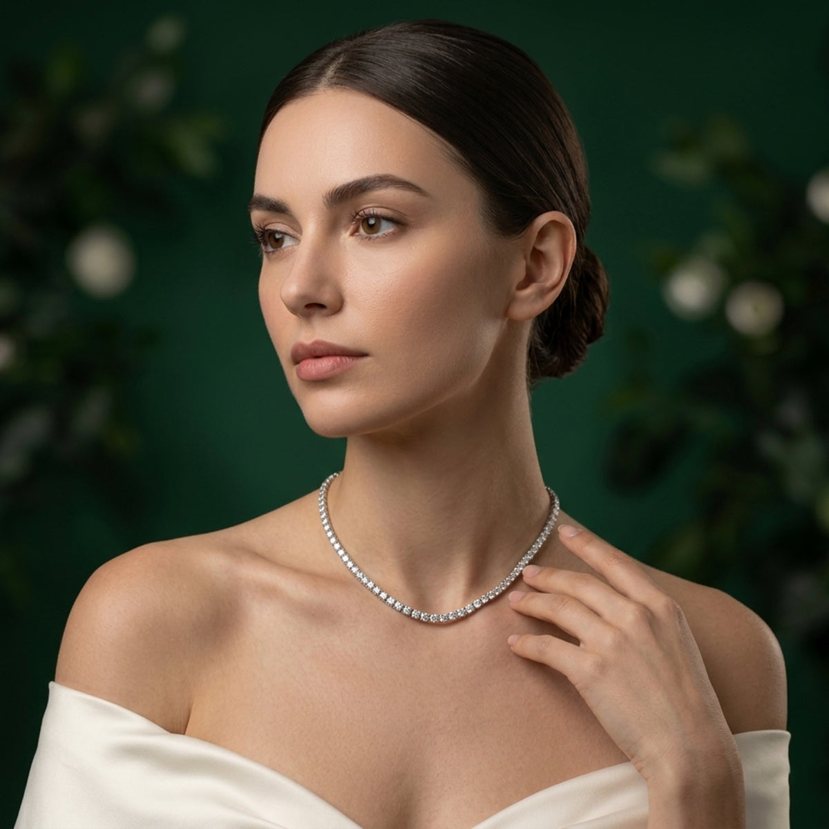Square-Cut Moissanite Tennis Necklace 402LV18