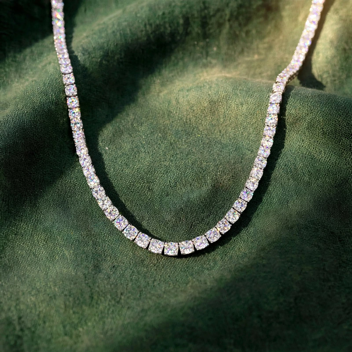 Continuous Round Gemstone Moissanite Tennis Necklace 403LV18